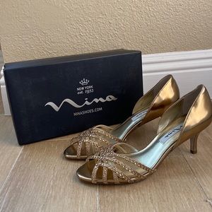 Womens Bronze Heels Size 7.5
